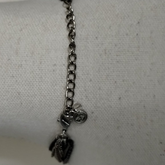 Multi layered silver chain necklace women's turquoise and clear stone beads - Picture 5 of 7